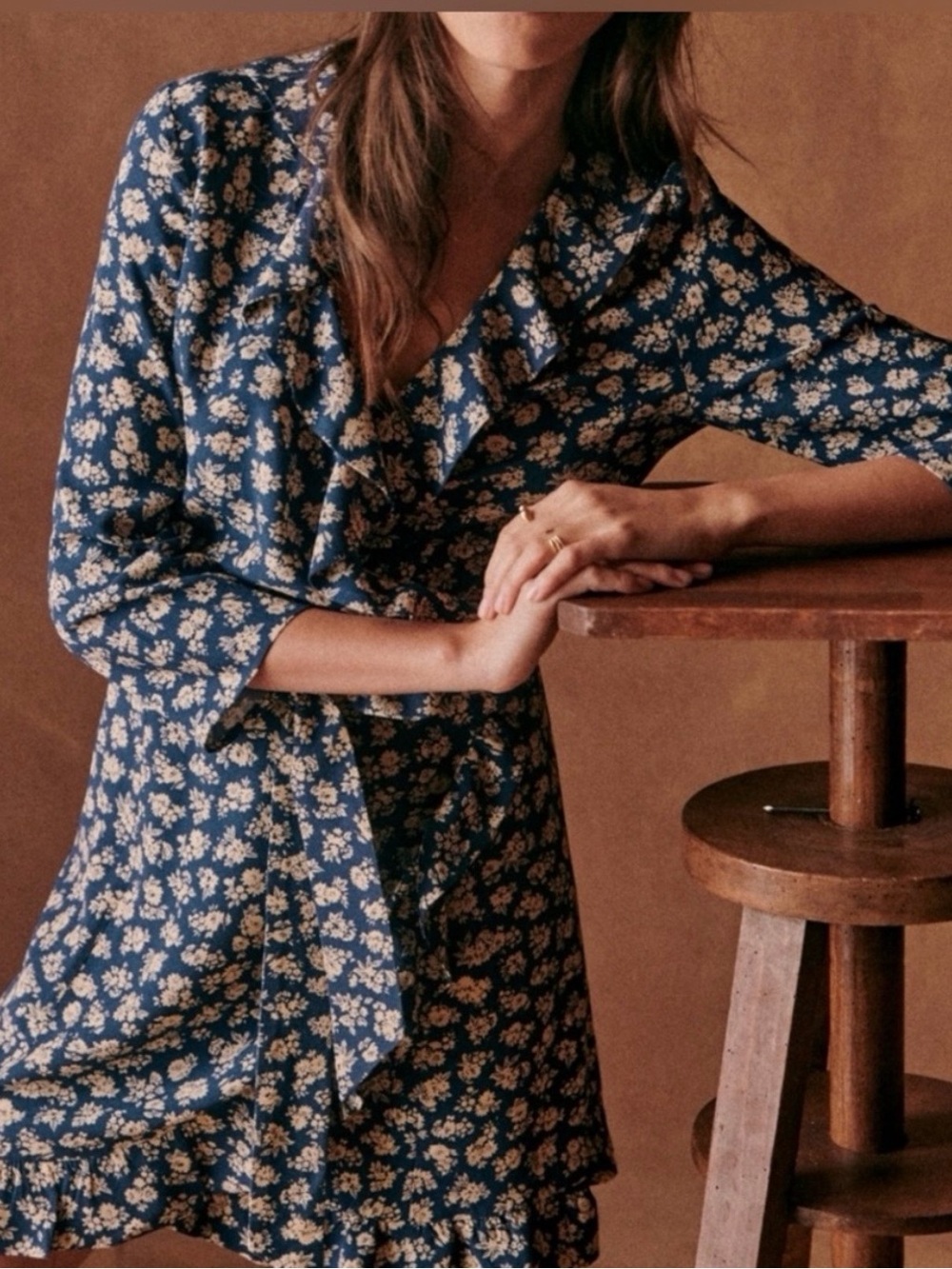 Sezane Asianne wrap dress in Cara antique floral